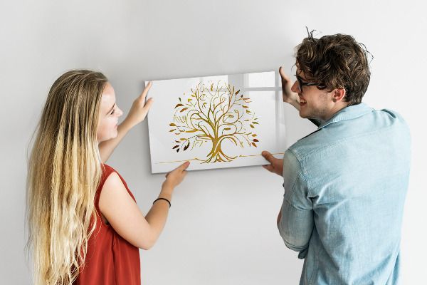 Memobord van glas met print inclusief neodymium magneten Herinneringsboom met foto's en notities