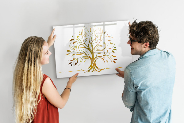 Memobord van glas met print inclusief neodymium magneten Herinneringsboom met foto's en notities
