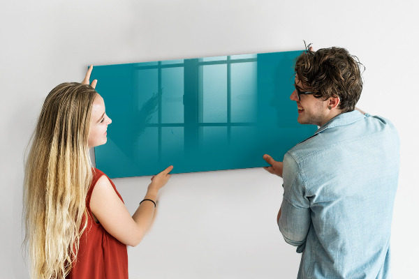 Memobord van glas met print inclusief neodymium magneten Een kleurrijk prikbord voor notities en foto's