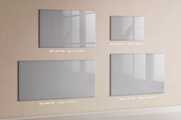 Decoratief glazen wandbord beschrijfbaar en magnetisch Een praktisch prikbord voor notities en foto's.