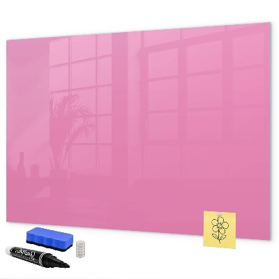 Memobord van glas met print inclusief neodymium magneten Roze prikbord voor notities en foto's