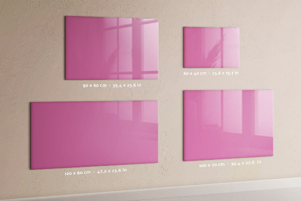 Memobord van glas met print inclusief neodymium magneten Roze prikbord voor notities en foto's