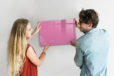 Memobord van glas met print inclusief neodymium magneten Roze prikbord voor notities en foto's