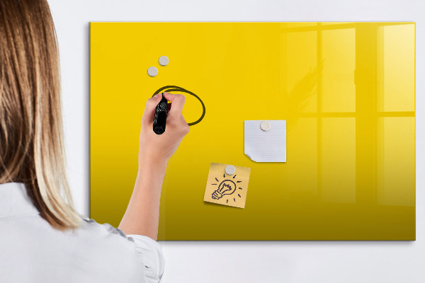 Decoratief glazen wandbord beschrijfbaar en magnetisch Een kleurrijk prikbord voor notities en foto's