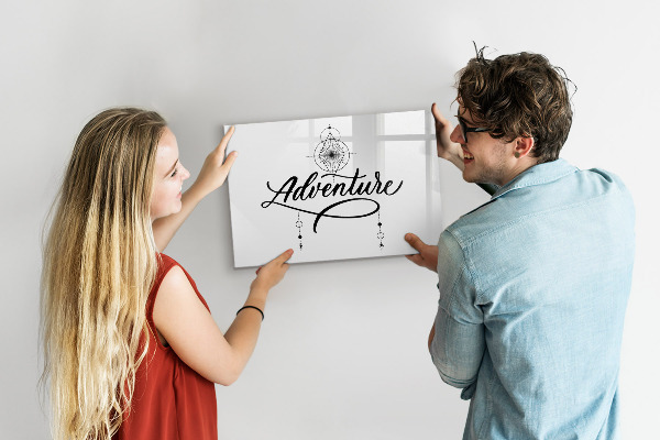 Decoratief glazen wandbord beschrijfbaar en magnetisch Modern prikbord voor foto's en notities