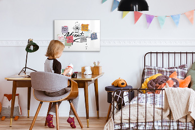 Decoratief glazen wandbord beschrijfbaar en magnetisch Modern prikbord voor foto's en notities
