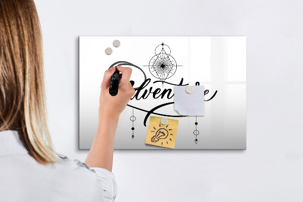 Decoratief glazen wandbord beschrijfbaar en magnetisch Modern prikbord voor foto's en notities