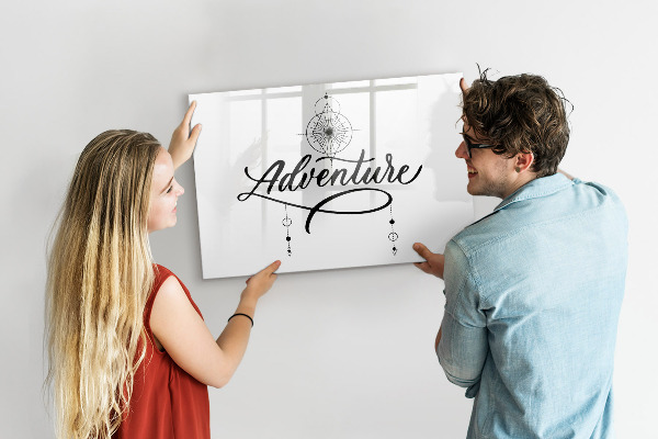 Decoratief glazen wandbord beschrijfbaar en magnetisch Modern prikbord voor foto's en notities