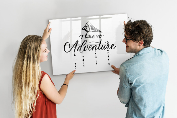 Decoratief glazen wandbord beschrijfbaar en magnetisch Creatief fotopresentatiebord