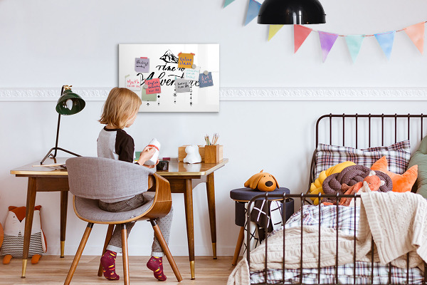 Decoratief glazen wandbord beschrijfbaar en magnetisch Creatief fotopresentatiebord