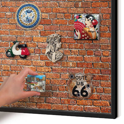 Wandbord voor magneten in een zwarte lijst Baksteenmotief