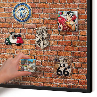 Wandbord voor magneten in een zwarte lijst Baksteenmotief