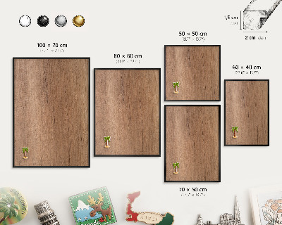 Wandbord voor magneten in een zwarte lijst Houtstructuur