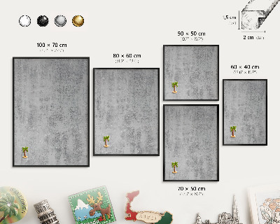 Wandbord voor magneten in een zwarte lijst Grijs oppervlak