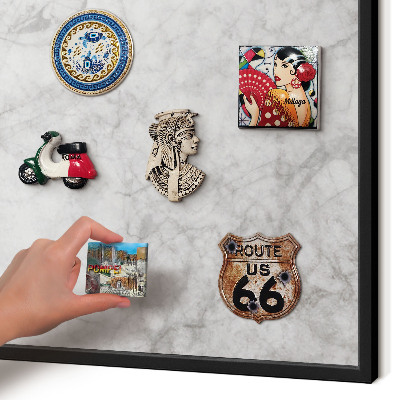 Metalen bord voor magneten met zwarte lijst Grijs marmer