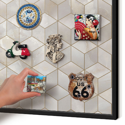 Wandbord voor magneten in een zwarte lijst Kubieke achtergrond