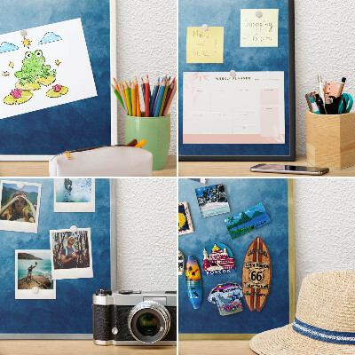 Wandbord voor magneten in een zwarte lijst Blauwe abstracties