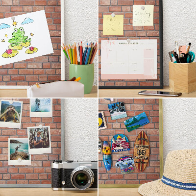 Wandbord voor magneten in een zwarte lijst Bakstenen muur