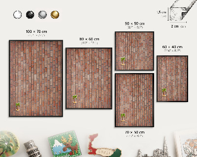 Wandbord voor magneten in een zwarte lijst Bakstenen muur