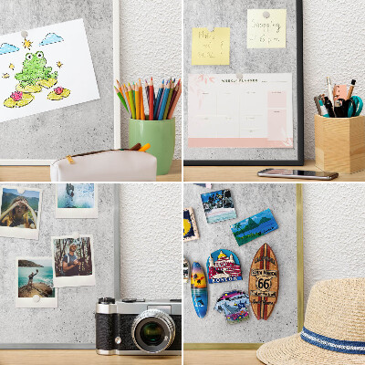 Wandbord voor magneten in een zwarte lijst Grijze textuur