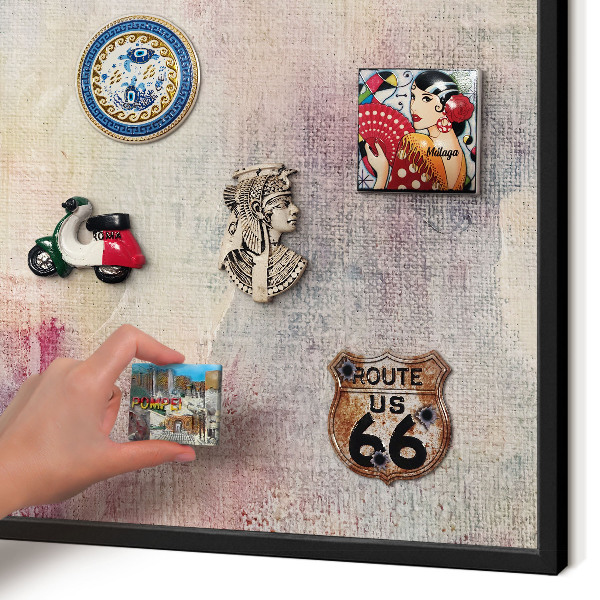 Metalen bord voor magneten met zwarte lijst Pastel abstractie