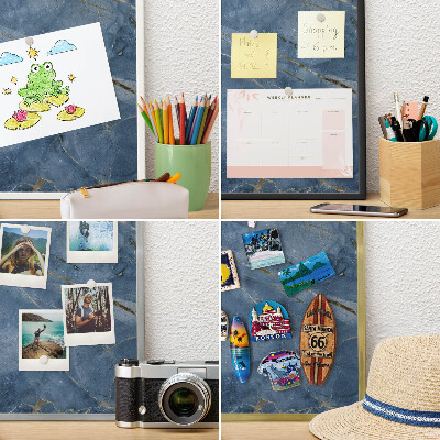 Wandbord voor magneten in een zwarte lijst Marmeren elegantie
