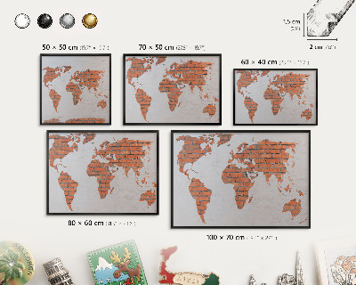 Wandbord voor magneten in een zwarte lijst Bakstenen plattegrond