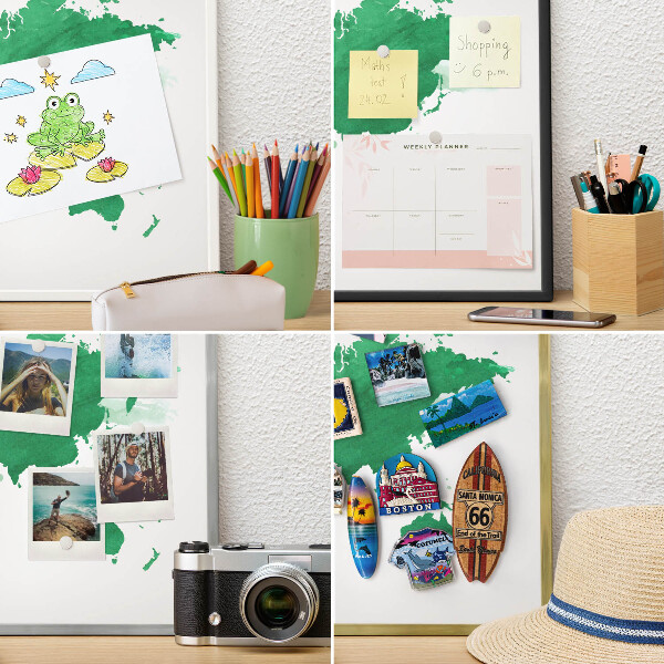 Wandbord voor magneten in een zwarte lijst Groene kaart