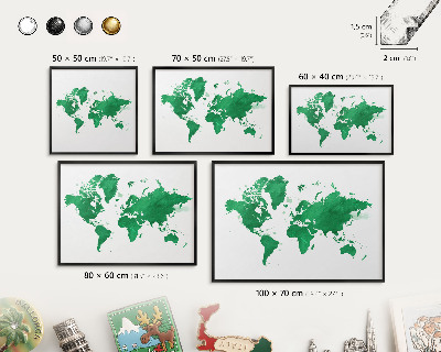 Wandbord voor magneten in een zwarte lijst Groene kaart