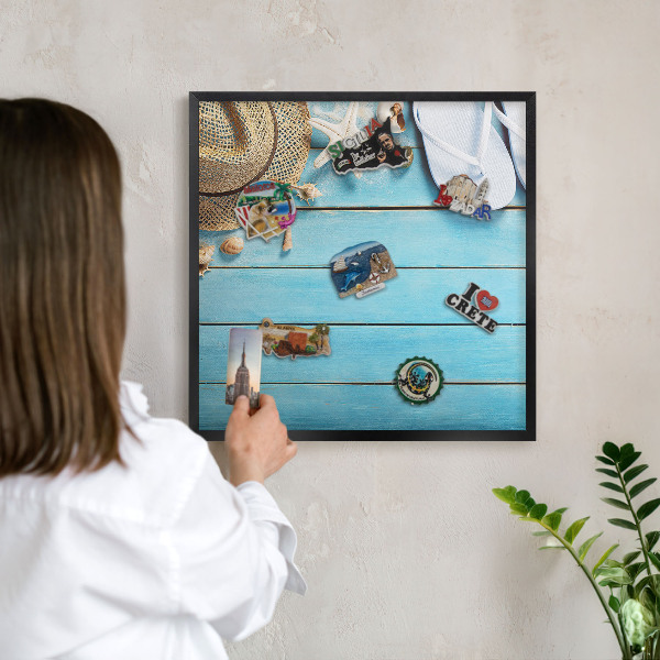 Wandbord voor magneten in een zwarte lijst Vakantiesfeer