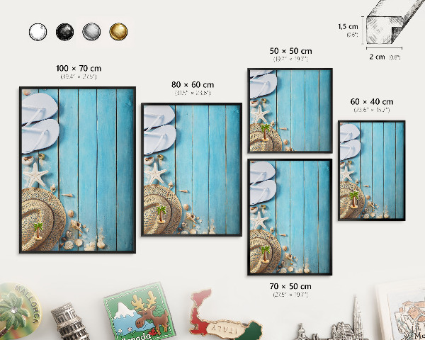 Wandbord voor magneten in een zwarte lijst Vakantiesfeer