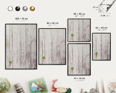Metalen bord voor magneten met zwarte lijst Licht hout