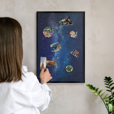 Wandbord voor magneten in een zwarte lijst Sterrenruimte
