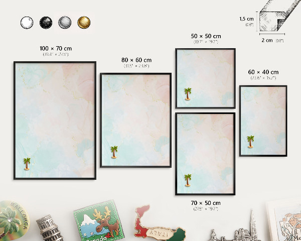 Wandbord voor magneten in een zwarte lijst Pastel elegantie