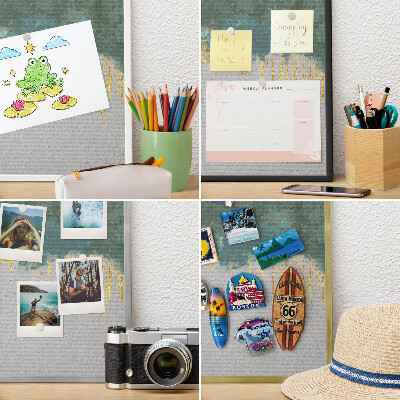 Wandbord voor magneten in een zwarte lijst Turquoise abstractie