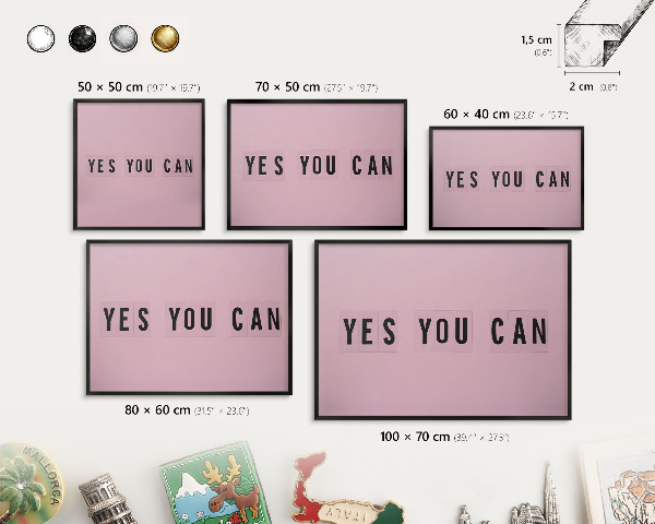 Wandbord voor magneten in een zwarte lijst Motivatie elke dag