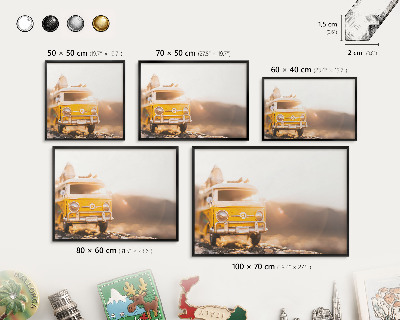 Wandbord voor magneten in een zwarte lijst Retro reizen