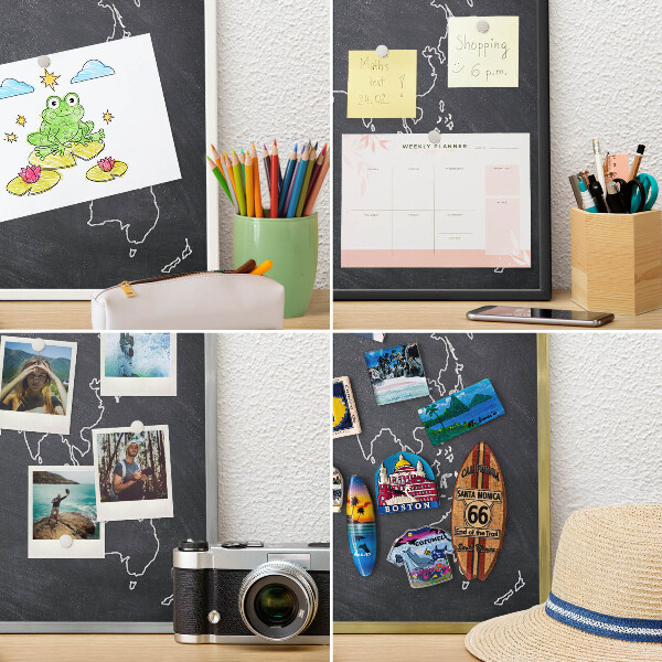 Wandbord voor magneten in een zwarte lijst Krijtwereld