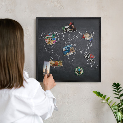 Wandbord voor magneten in een zwarte lijst Krijtwereld