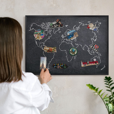 Wandbord voor magneten in een zwarte lijst Krijtwereld