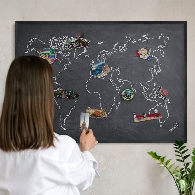 Wandbord voor magneten in een zwarte lijst Krijtwereld