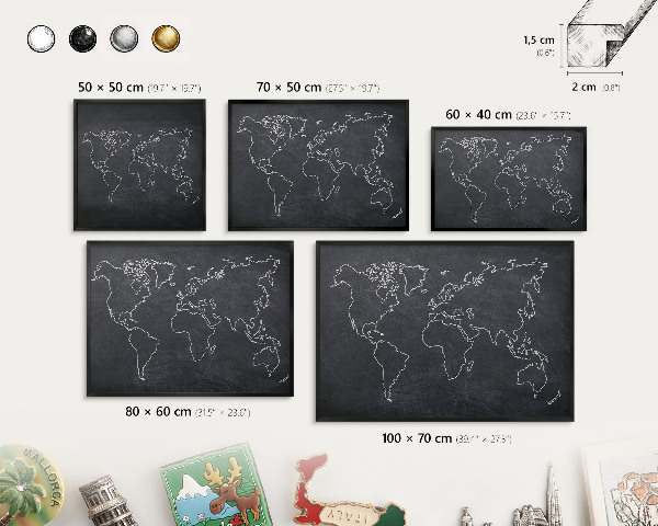 Wandbord voor magneten in een zwarte lijst Krijtwereld