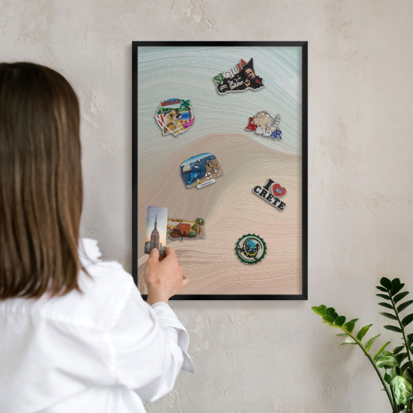 Wandbord voor magneten in een zwarte lijst Pastelkleurige werveling