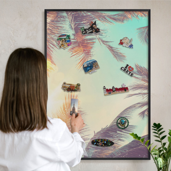 Wandbord voor magneten in een zwarte lijst Tropisch paradijs