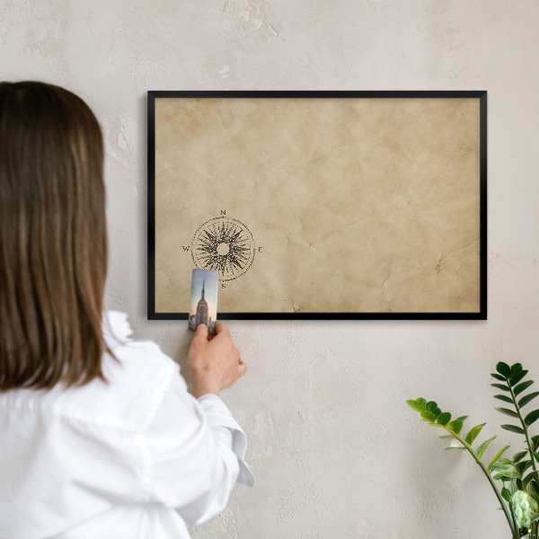 Wandbord voor magneten in een zwarte lijst Windroos