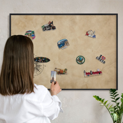 Wandbord voor magneten in een zwarte lijst Windroos