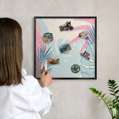 Wandbord voor magneten in een zwarte lijst Tropische abstractie