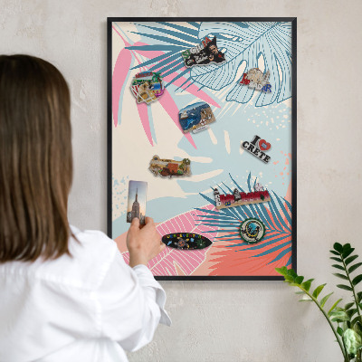 Wandbord voor magneten in een zwarte lijst Tropische abstractie