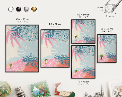 Wandbord voor magneten in een zwarte lijst Tropische abstractie
