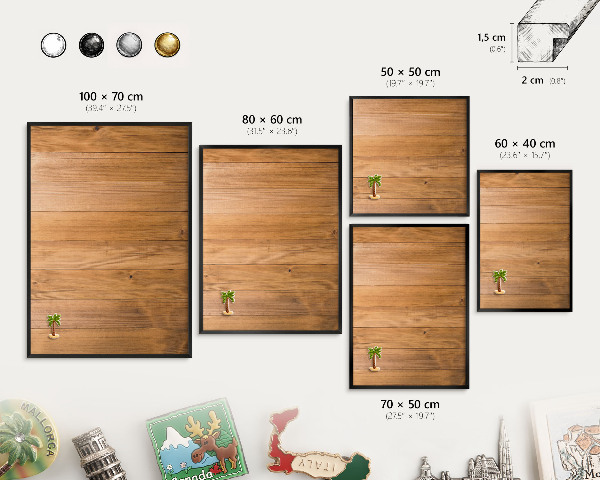 Wandbord voor magneten in een zwarte lijst Houtstructuur